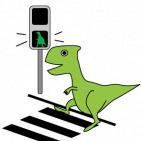 交通安全 横断歩道 信号機 恐竜 春